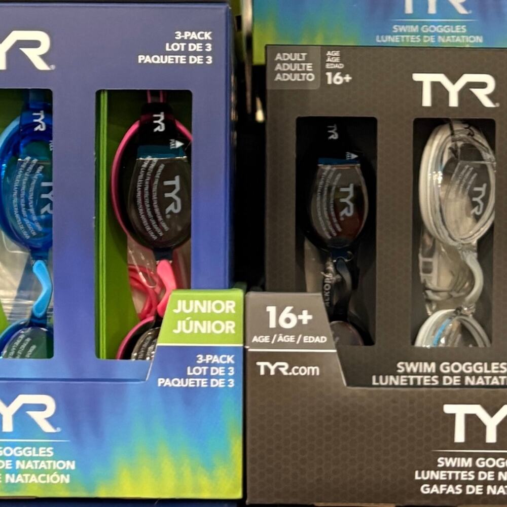 TYR 3 Pk Adult and 3 Pk Junior Swim Goggles